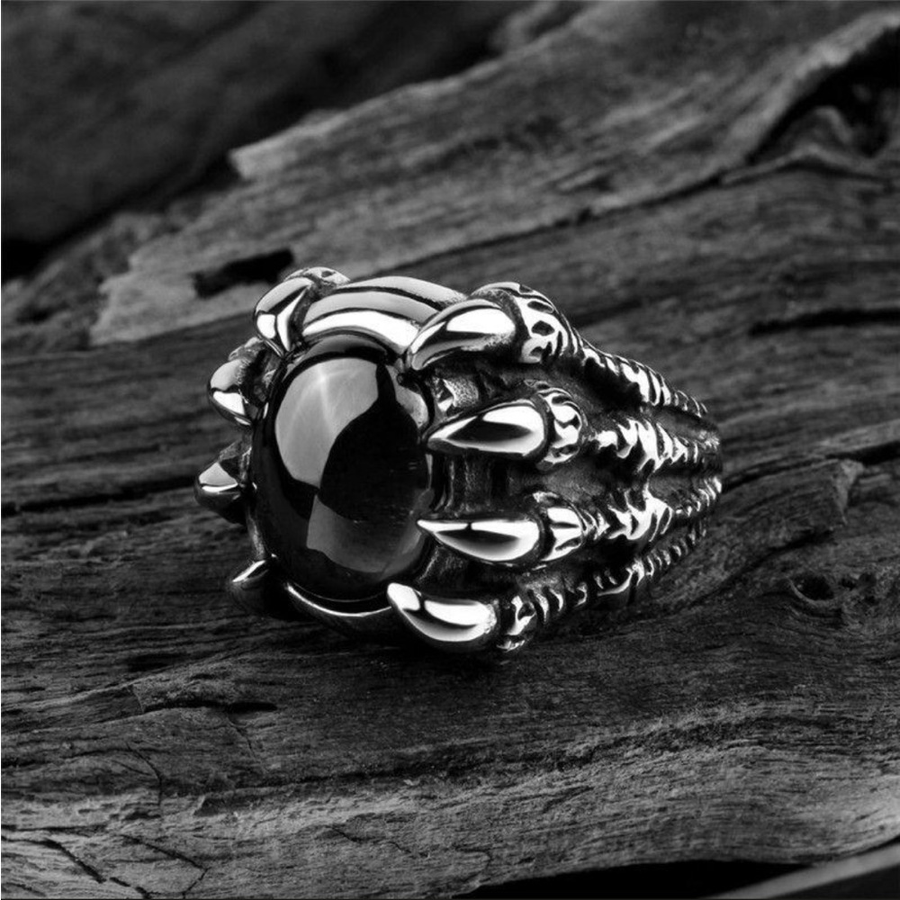 NEW Dragon Claw Vintage Large Black Men's Alloy Ring